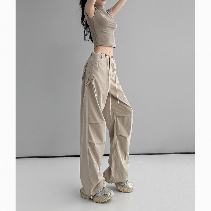 Ader Ice Silk Cargo Pants for Women, Summer 2026 New Thin American-Style Wide-Leg Pants, Quick-Drying Design, Casual Pants
