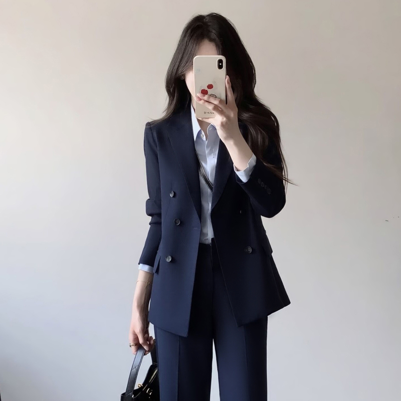 Black Suit Set for Women, Autumn and Winter, Long-Sleeved, Suitable for Teaching, Commuting, College Students, Interviews, Formal Wear, Professional Attire, Small Suit Jacket