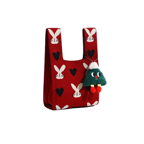 Демисезонная ретро оригинальная трикотажная красная маленькая сумка клатч