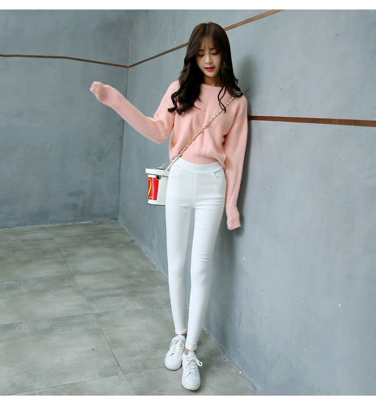 Mặc quần legging bên ngoài đeo bút chì Hàn Quốc, eo cao, chân, quần dài, giảm béo, kích thước lớn, nữ cộng với nhung, quần mùa thu dày quần thể thao nữ cá tính