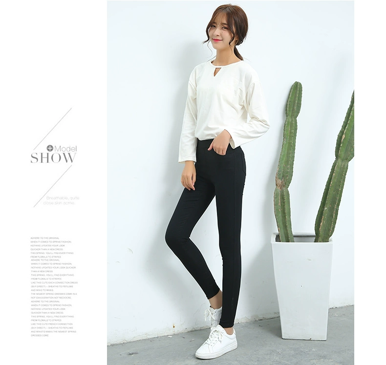 Mặc quần legging bên ngoài đeo bút chì Hàn Quốc, eo cao, chân, quần dài, giảm béo, kích thước lớn, nữ cộng với nhung, quần mùa thu dày quần thể thao nữ cá tính
