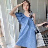 Летнее джинсовое платье, модная юбка, коллекция 2023, эффект подтяжки, свободный крой, популярно в интернете