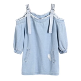 Осеннее платье-комбинация, дорожное джинсовое платье, 2020, в корейском стиле, открытые плечи