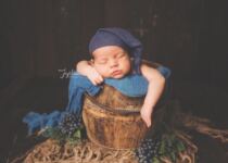 Sisi Home Pure Hand Flipped New Old Wooden Barrel Newborn Filming Ancillary Basket Props Container 100 days Children