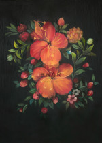 West Family Exclusive Deep Orange Blossom Red Flowers Background Cloth Newborns Photography Children Full Moon Background S009