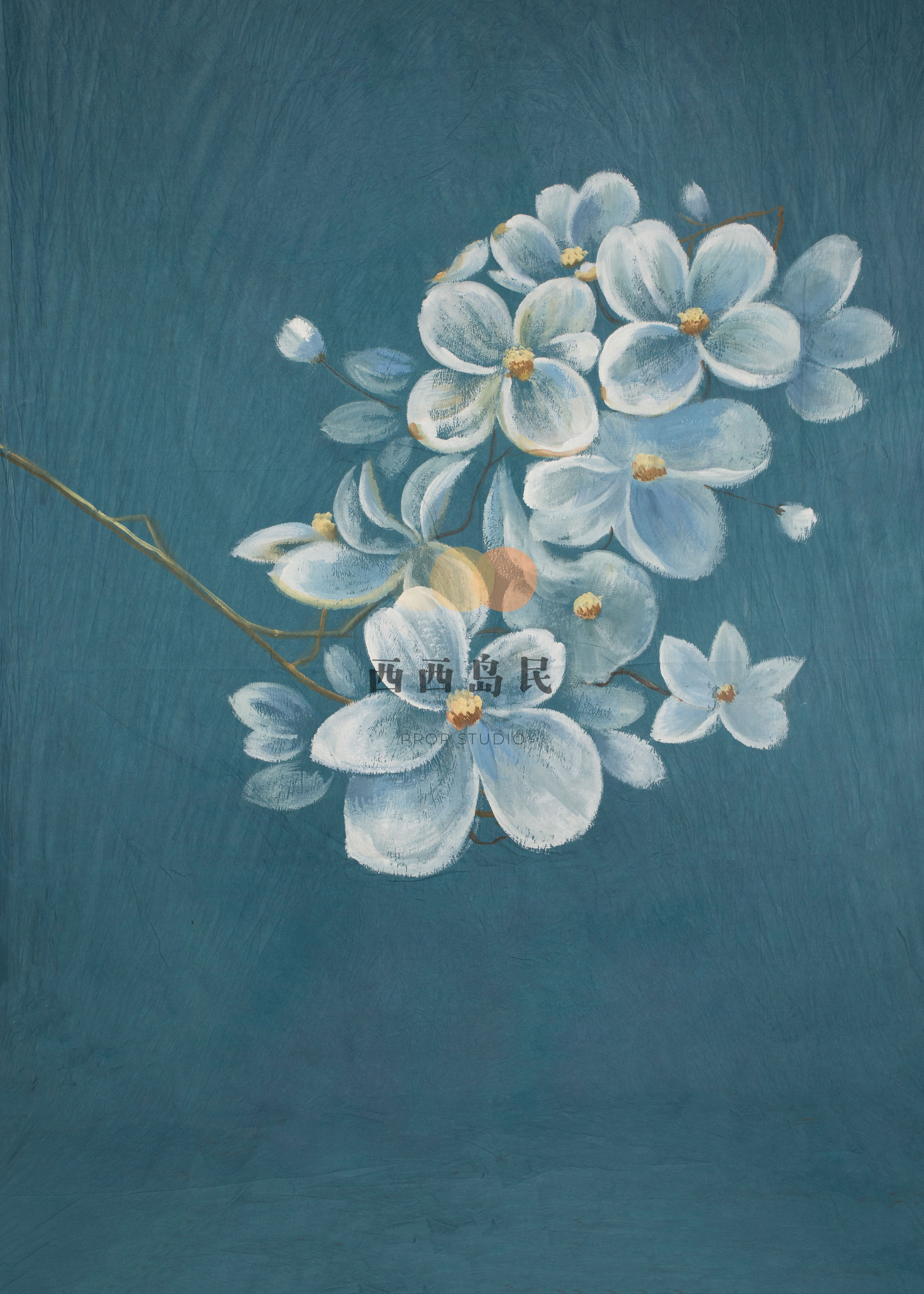 Xixijia exclusive custom hand-painted blue flower background cloth newborn photography studio children photography S010