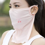 Уличная летняя волнистая шелковая фруктовая медицинская маска, с защитой шеи, с вышивкой