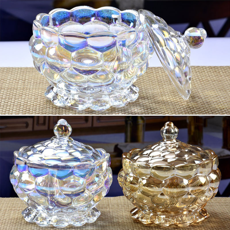 2 European style home decoration ornaments dried fruit snack sugar jar bubble edge glass thickened sealed jar meal with lid