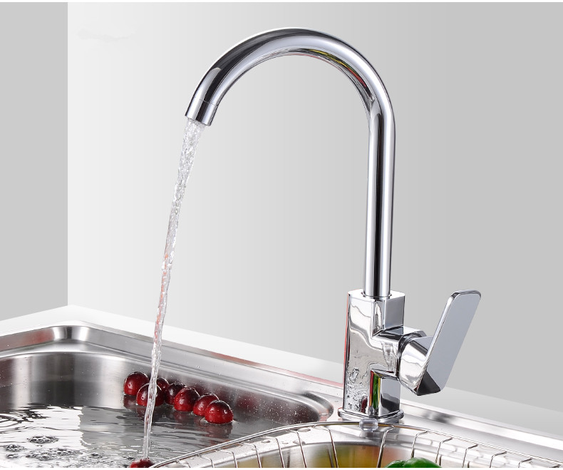 Delta All-Copper Lead-Free Kitchen Single-Hole Sink Faucet, Hot and Cold Water Dishwashing Faucet, Rotatable Faucet
