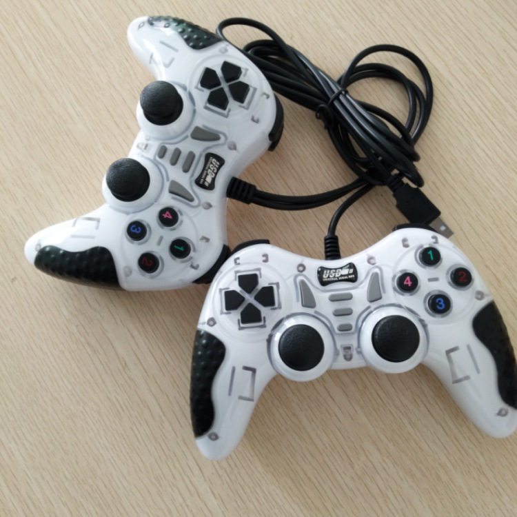 USB Double Play Handle Transparent Color Controller Game Console Accessories PC Computer Handle