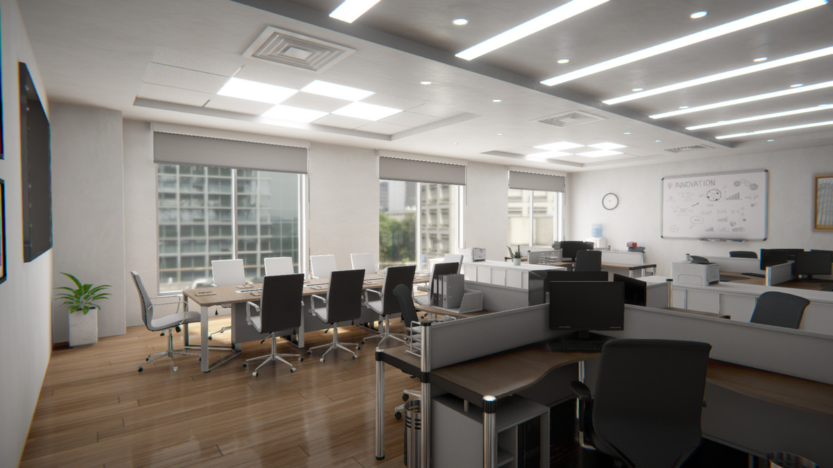 Unity 办公室会议室URP场景模型 Office With Conference Room1.0-盘古CG网