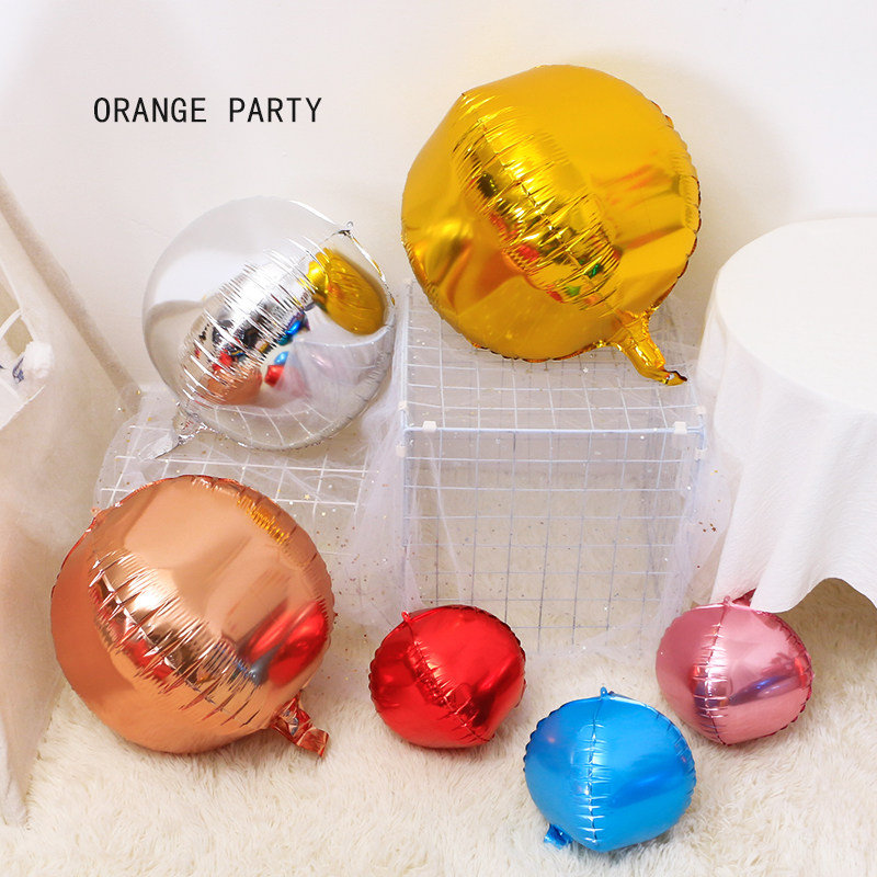 4d three-dimensional gold and silver round aluminum film balloon 10 15 18 22 inch wedding party balloon chain arch decoration