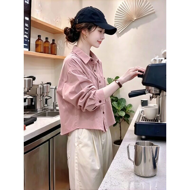 Commuter Style Lapel Button-Up Shirt for Women, Autumn 2026 New Model, Unique and Chic, Age-Reducing Pink Top, Trendy Commuter Style Lapel Button-Up Shirt for Women, Autumn 2026 New Model, Unique and Chic, Age-Reducing Pink Top, Trendy