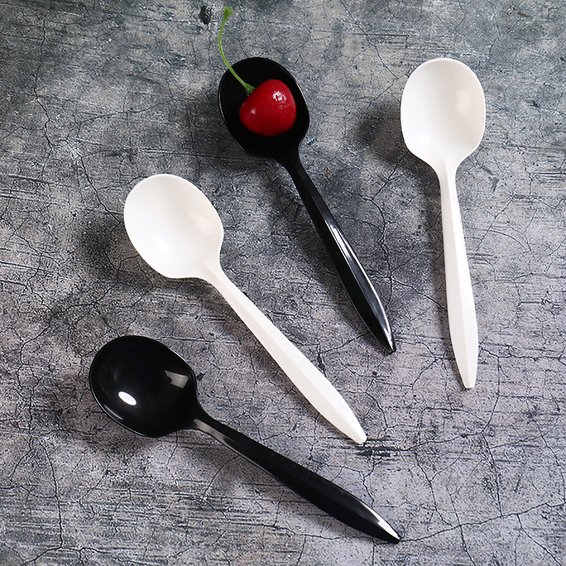 Disposable spoon Starch-based high temperature resistant fast food spoon Individually packed thickened plastic round head spoon Takeaway spoon