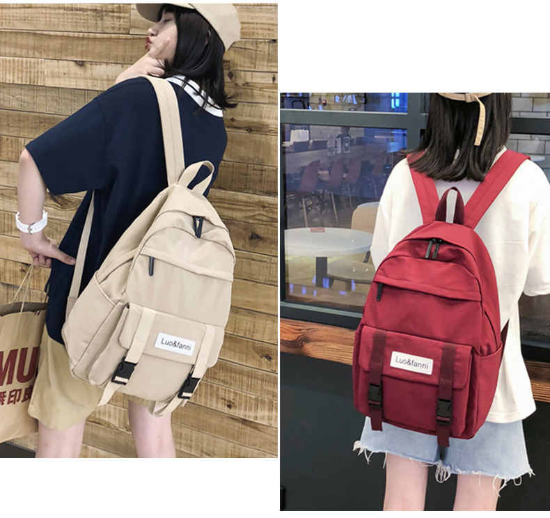Học sinh trung học cơ sở túi nữ phiên bản Hàn Quốc của học sinh trung học ins gió Harajuku ulzzang đơn giản Sen túi đeo vai nữ ba lô - Ba lô balo nữ đẹp đi học