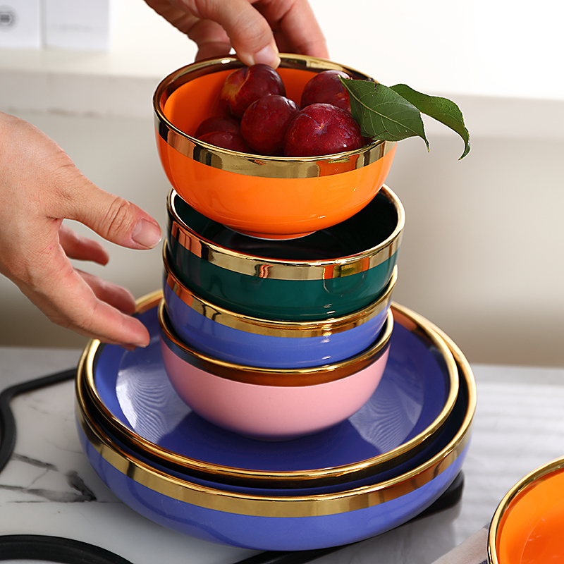 Internet-Famous Creative and Unique Tableware Set for Home Use, Bowls and Plates Set, Bowl and Chopsticks Combination, Nordic Style, ins New Model, Couple's Rice Bowl