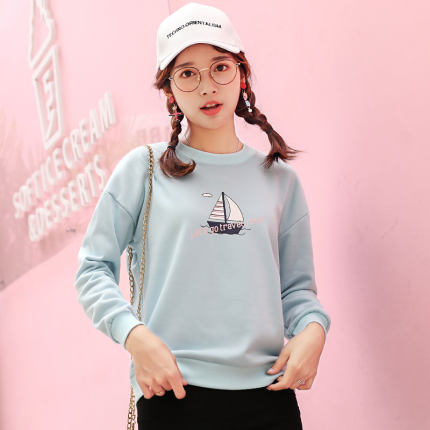 2件】长袖t恤女宽松韩版2018秋装新款女卫衣