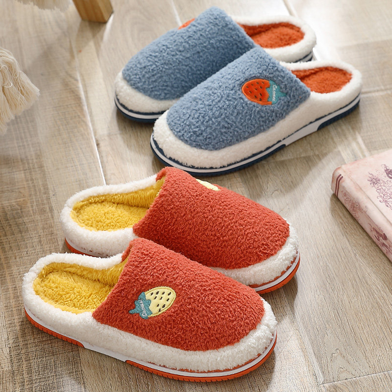 Winter cotton slippers female indoor cartoon couple home household non-slip thick bottom moon child warm plush cotton slippers male