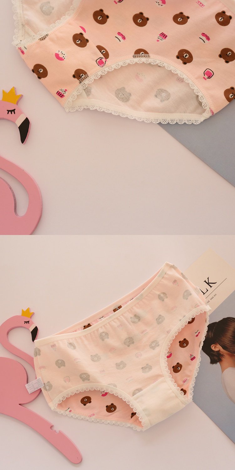 Phim hoạt hình tam giác dễ thương đồ lót cotton cotton Nhật Bản ngọt ngào trường trung học eo sinh viên bông nhỏ tươi bán buôn quan sip nam cotton cao cap