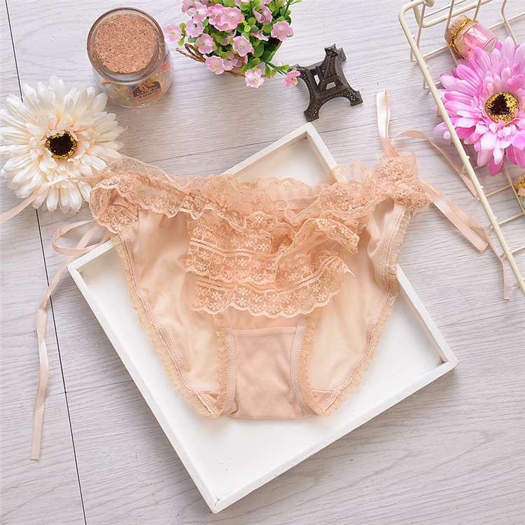 Cô gái thắt nơ hai bên dây đeo ren gợi cảm đồ lót phụ nữ vui vẻ thấp eo lưới tóm tắt bán buôn quan lot nam nu sexy