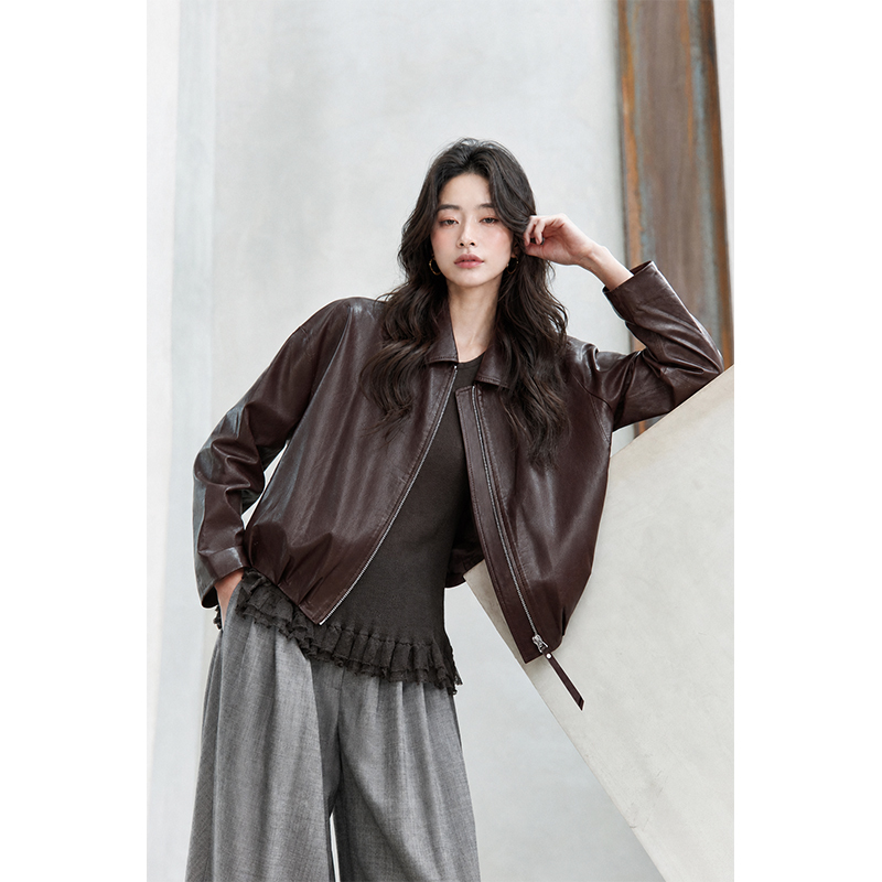 "Balloon Leather Jacket" Imported Genuine Lambskin Leather Jacket for Women, Slim Fit, Stylish, Turn-Down Collar, Oversized Biker Leather Jacket "Balloon Leather Jacket" Imported Genuine Lambskin Leather Jacket for Women, Slim Fit, Stylish, Turn-Down Collar, Oversized Biker Leather Jacket
