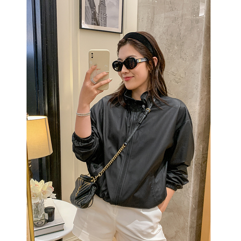 Black Genuine Leather Jacket for Women, High-End, Loose, Casual Baseball Jacket, Leather Top