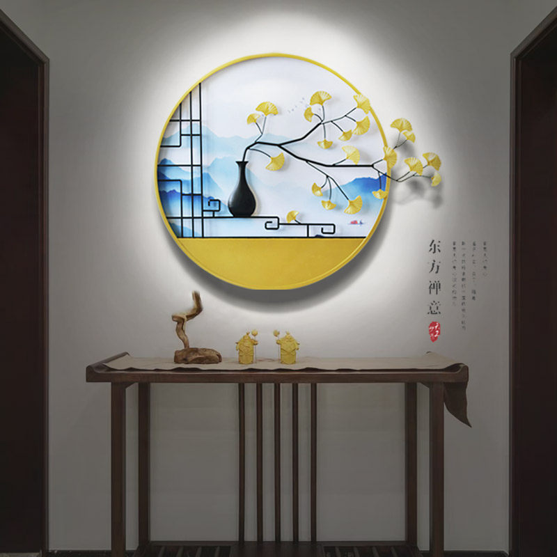 Entrance background wall hanging decoration new Chinese light luxury style iron art creative living room sofa dining room wall decoration