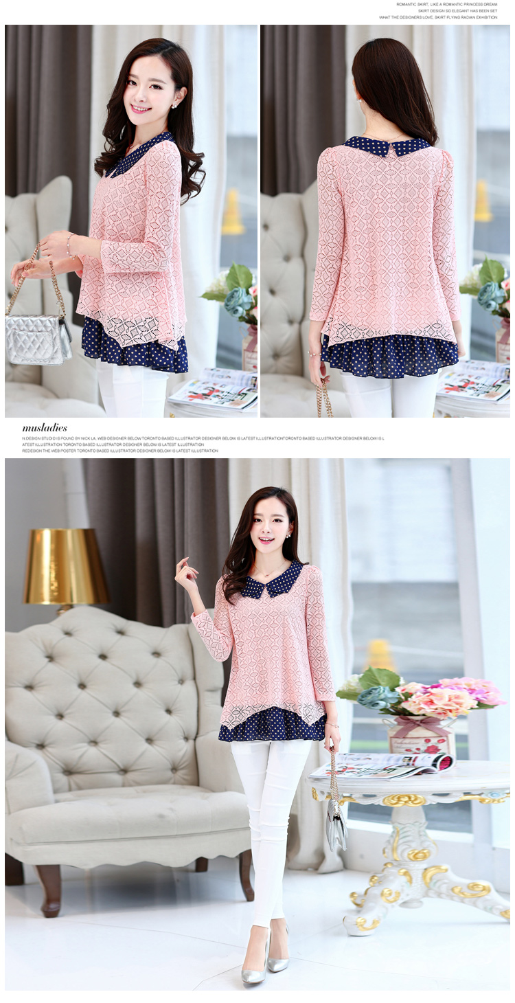 Áo voan dáng dài tay 2018 xuân hè mới áo sơ mi nhỏ size size nữ Hàn Quốc phiên bản áo dài ren mỏng áo sơ mi hàn quốc