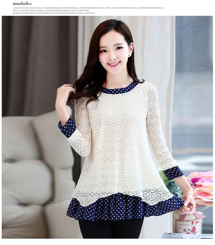 Áo voan dáng dài tay 2018 xuân hè mới áo sơ mi nhỏ size size nữ Hàn Quốc phiên bản áo dài ren mỏng áo sơ mi hàn quốc