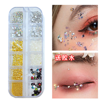 Bride Face Makeup Patch Flash Diamond Sequin Stage Facial Stars Moon Tears Rhinestone Face Sticker Pearl