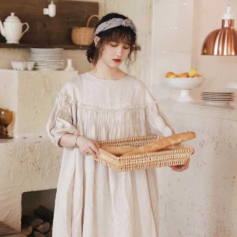 Japanese-Style Women's Clothing, Large Flared Heavy-Duty Doll Dress, Mori-Style Pleated Sweet and Cute Dress, Artistic Retro Mori Girl Style for Summer Japanese-Style Women's Clothing, Large Flared Heavy-Duty Doll Dress, Mori-Style Pleated Sweet and Cute Dress, Artistic Retro Mori Girl Style for Summer