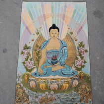 Thangka embroidery brocade cloth painting hanging painting Religious Buddha statues Medicine Buddha Tantric mural mural Amitabha Buddha