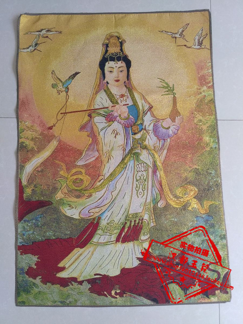 Tangka Embroidery Gold Silk Embroidery Painting Brocade Buddha Statue of the Buddha Ruyi Guanyin Bodhisattva Like a dripping Guanyin Water purifying Guanyin