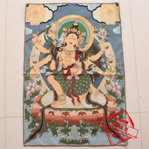 Tibetan Buddha statue Nepal silk embroidery Thangka embroidery painting six-armed Guanyin Bodhisattva statue Manjusri Bodhisattva statue