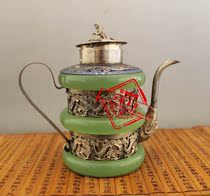 Antique antique copper pot pot wine bottle cloisonne bronze tire silk enamel seedlings silver Jade bag porcelain teapot