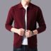 Ordos cashmere áo len ve áo mùa thu áo len dệt kim túi nút rắn màu áo khoác nam cardigan của. 