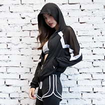 (clear cabin special price) sports jacket female running blouse long sleeve fashion loose and thin and breathable mesh yarn yoga suit