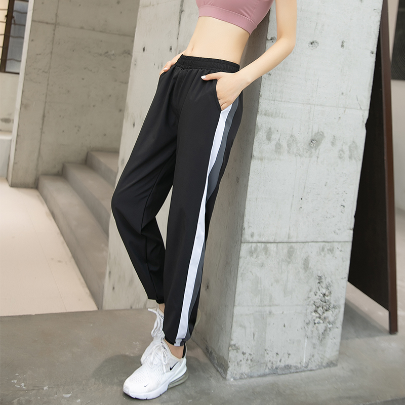 Yoga Pants Woman Autumn Winter New Speed Dry Air Permeable Running Fitness Pants Net Red Loose Closing Bunch-foot splicing sports pants