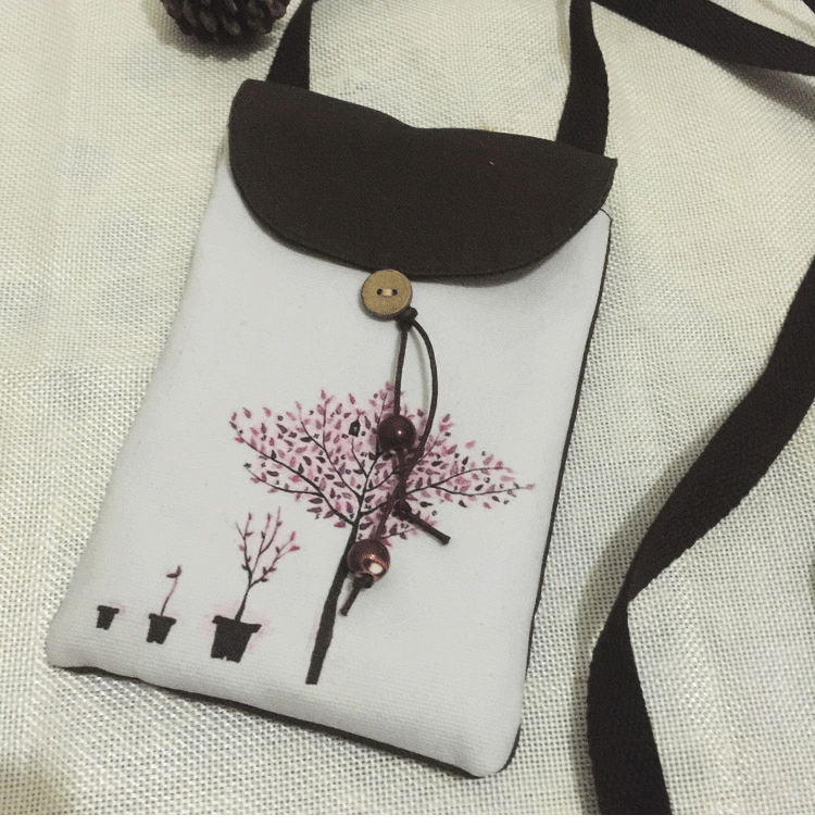 Retro vải nhỏ túi nhỏ handmade nữ vải chéo vai in Trung Quốc phong cách túi sáng tạo điện thoại di động túi - Túi điện thoại túi đeo chéo nam