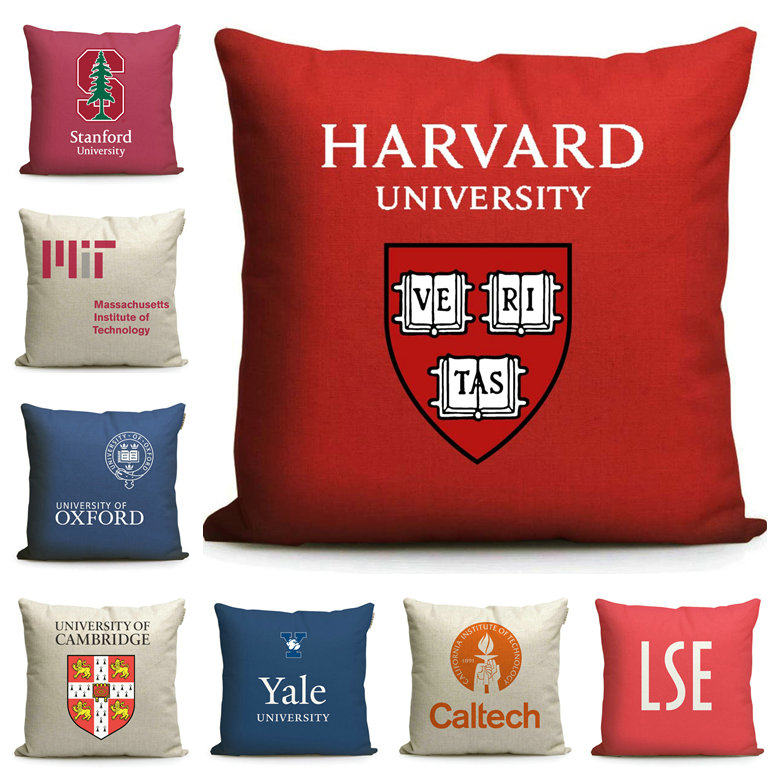 Harvard Stanford Oxford Cambridge MIT Yale University Souvenir Pillow Around Famous U.S. and British Universities
