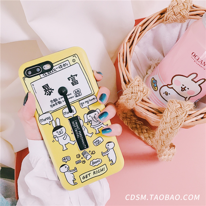 Chúc may mắn giàu phim hoạt hình Xs Max Apple 6s vỏ điện thoại di động iPhone7plus / 8 / XR vòng khung vỏ nữ mô hình - Nhẫn nhẫn đá