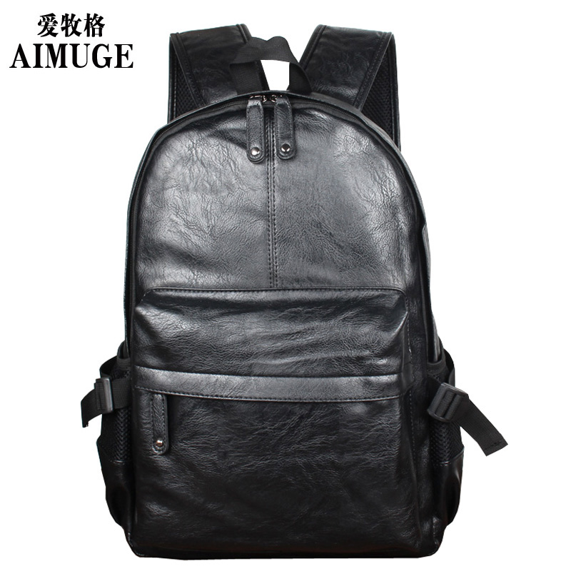 M Aimuge backpack men's bag casual travel bag student schoolbag pu leather backpack men's bag fashion bag tide bag