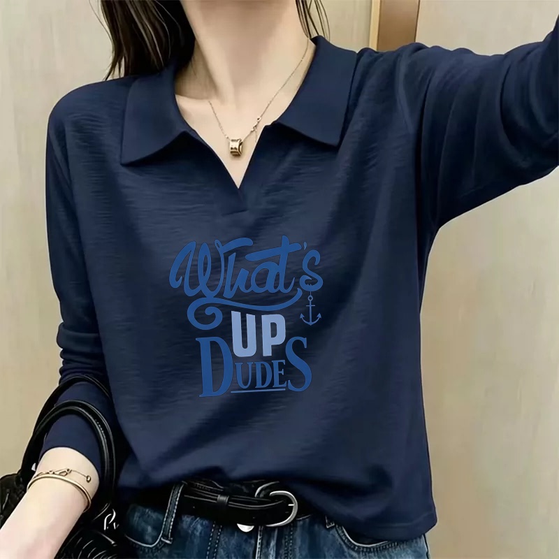 150kg Plus Size Women's Clothing 2026 Autumn and Winter Polo Shirt This Year's Popular Slub Cotton Long-Sleeved T-Shirt Fat mm Loose Top 150kg Plus Size Women's Clothing 2026 Autumn and Winter Polo Shirt This Year's Popular Slub Cotton Long-Sleeved T-Shirt Fat mm Loose Top