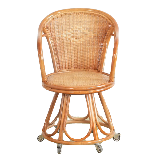 旋转带轮藤编阳台藤椅办公电脑座椅网红直播书房学习靠背家用椅子