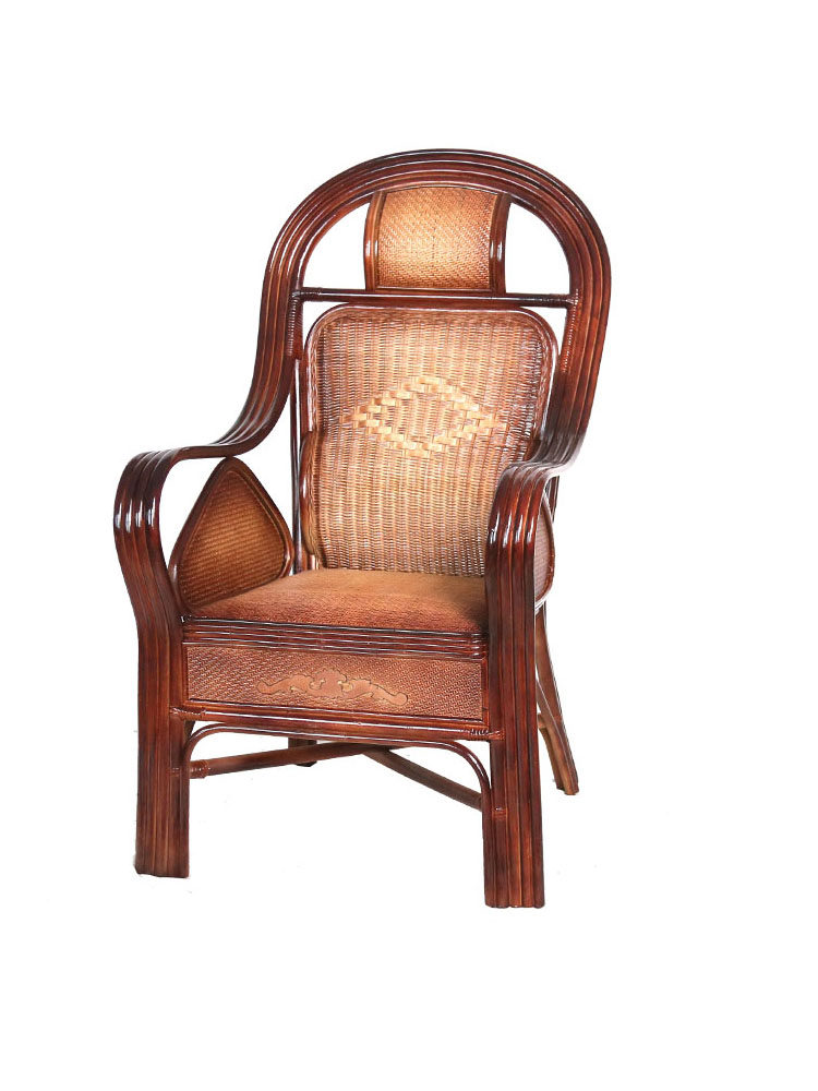 Rattan office rattan chair backrest chair Boss computer chair Single elderly balcony leisure natural rattan weaving