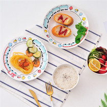 Cartoon plate creative home dish set Nordic breakfast plate ceramic deep plate Bowl Spoon plate set