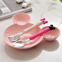 Mickey spoon children cartoon spoon stainless steel spoon quantity spoon creative dessert fork spoon childrens tableware set