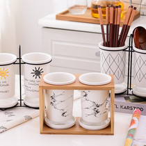 Chopsticks tube ceramic drain household chopsticks storage rack chopsticks cage chopsticks tube Nordic chopsticks box tableware storage box