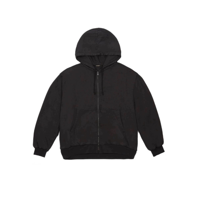 Yeezy Season 5 Short Wide Washed Black Double-Layer Sweatshirt