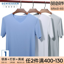 Schiesser Shuya underwear mens short-sleeved T-shirt V-neck thin section white incognito bottom half-sleeve top undershirt
